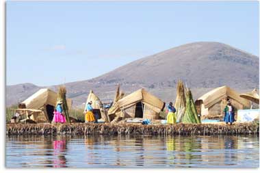 floating reed island of Uros on Lake Titicaca